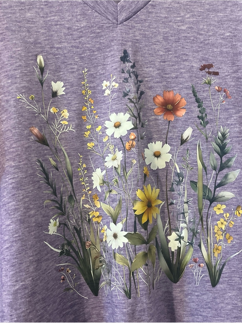SHEIN Lavender V-Neck Tee with Wildflower Print - Picture 3 of 7